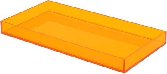 ROYALITA Acrylic Tray Bathroom Tray for Countertop, Guest Towel Holder Tray for Napkin Perfume Jewelry Makeup, Vanity Trays for Soap Dispenser, Aromatherapy, Cup & Candle, Orange