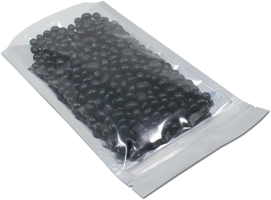 FERENLI 500 Pieces Stand Up Clear Front Zipper Lock Resealable Aluminum Mylar Foil Plastic Packaging Bag for Zip Heat Seal Package Lock with Tear Notch Long Term Food Storage 5.5x7.9 inch