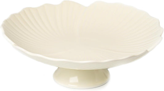 Ceramic Fruit Bowl for Kitchen Counter, Decorative bowl, Pedestal bowl, Footed bowl, Modern fruit bowl, Large fruit bowl, Decorative bowls for home décor, White fruit bowl, 10.5 ""