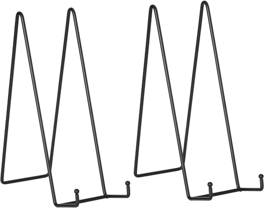 Plate Holder Large Display Stand - 2 Pack 12 Inch Oversized Plate Stands for Display Heavy Duty Artwork - Extra Big Metal Tabletop Easel for Decorative Platter | Picture Frame | Plaque | Book - Black
