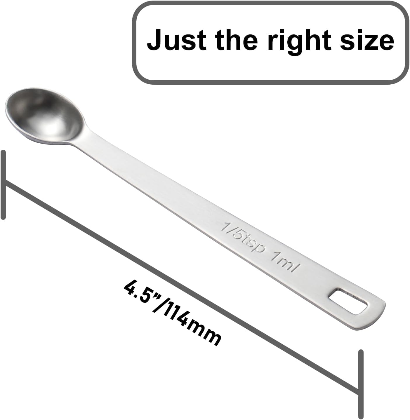 2PCS 1/5 Teaspoon(1/5tsp, 1ml) Single Tiny Measuring Spoon, Small Individual Stainless Steel Measure Spoons Only