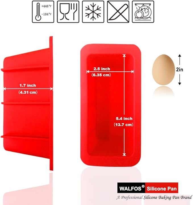 Walfos 9 x 5 inch Large Non-Stick Silicone Loaf Pans & 4 Pieces Mini Silicone Bread Loaf Pans, Perfect for Bread, Cake, Meatloaf, Dishwasher Safe