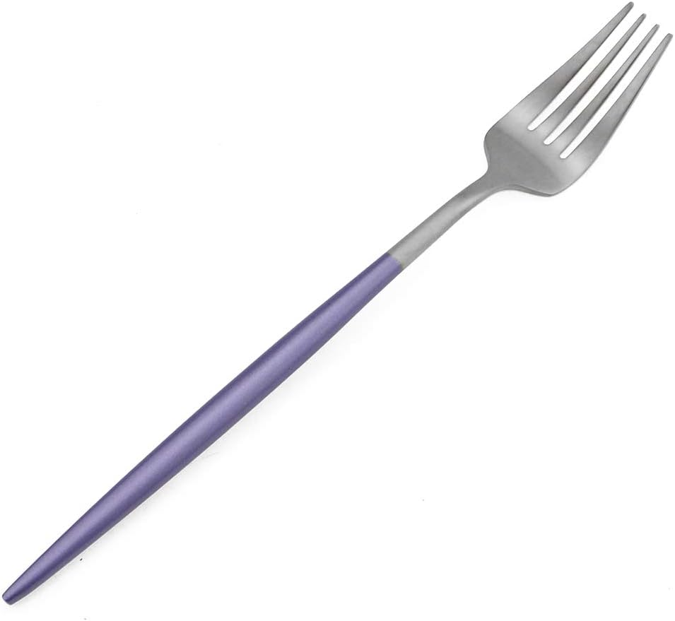 Gugrida Luxury Flatware, Royal 5 Piece Matte Purple Handle 18/10 Stainless Steel Tableware Sets for 1 Including Forks Spoons Knives, Camping Silverware Travel Utensils Set Cutlery (Purple Silver)