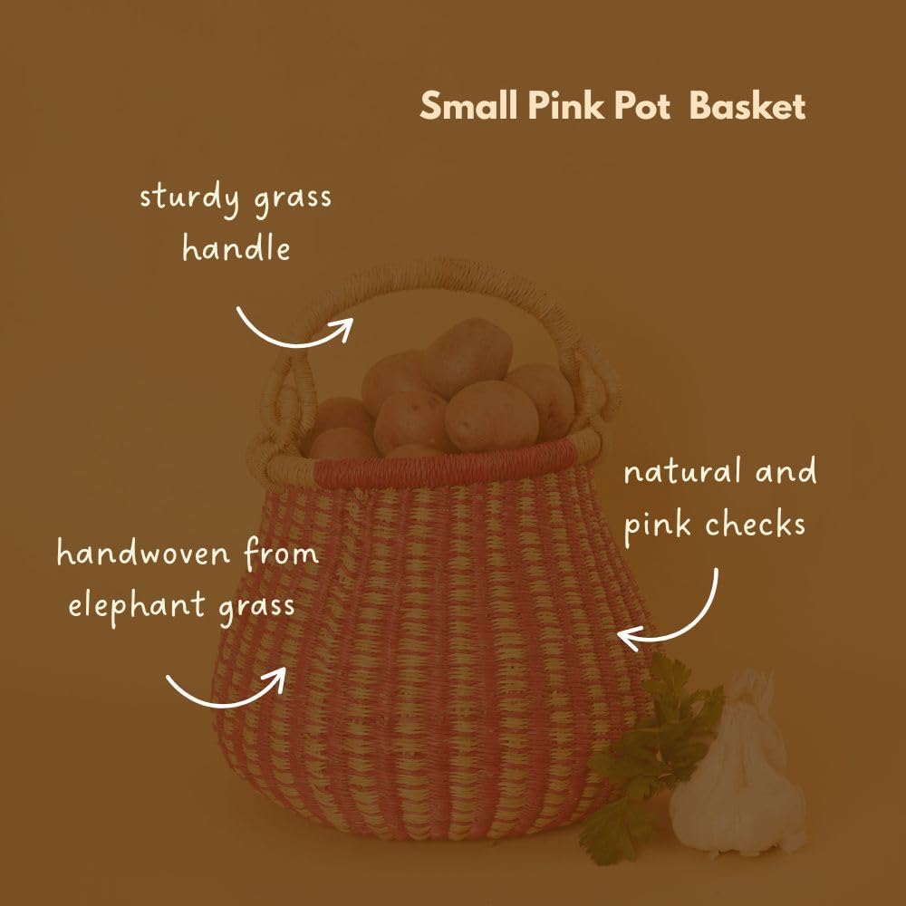 Small Pink Pot Decorative Basket for Living Room, Shelf Basket, Fruit Bowl, Kitchen Countertop Storage, Harvestng, Flower Girl Basket, Entryway Keys Wallet Bowl, Wicker, Woven
