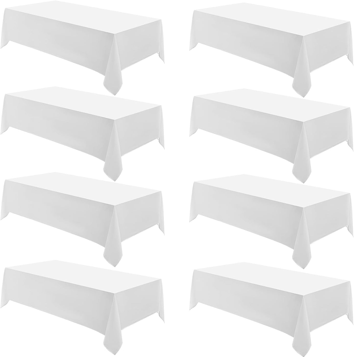 Rectangle Tablecloths 60x120 Inch 8 Pack White Tablecloth Washable Decorative Linen Polyester Table Cloths for Dining Table Banquets Buffet Parties and Wedding