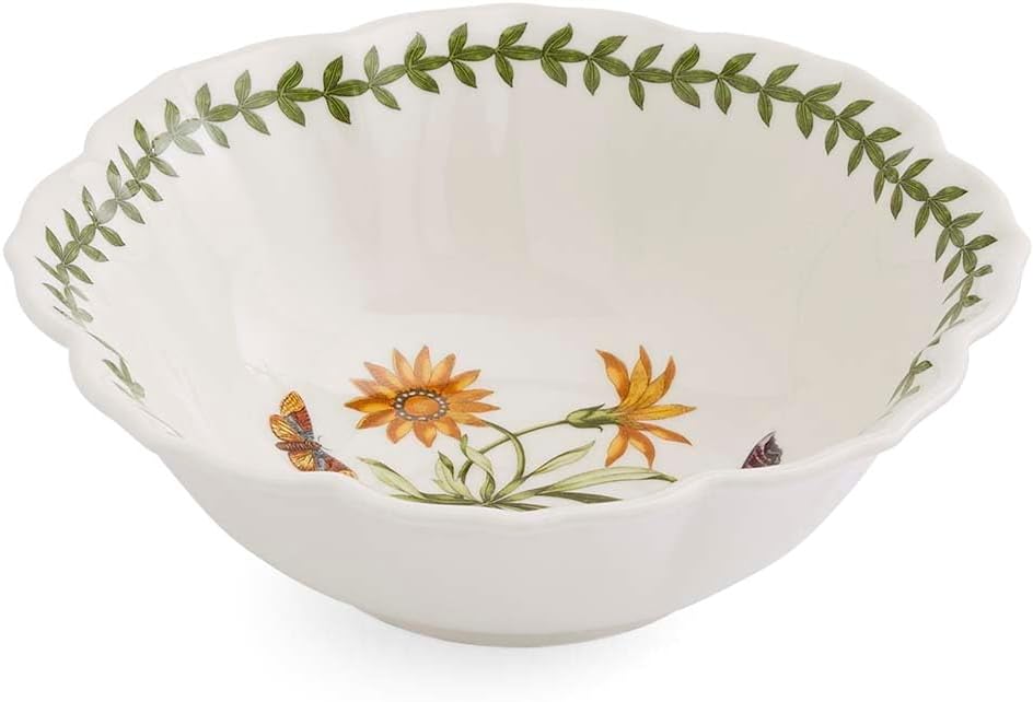 Portmeirion Botanic Garden Lotus Blossom Bowl, Set of 4 - African Daisy Floral Design - 6" Porcelain Dishes for Breakfast, Snacks, Sides or Desserts - Microwave, Oven, Freezer & Dishwasher Safe