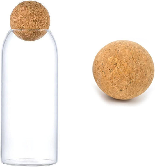 1500ML/50Oz Clear Glass Bottles, Glass Food Storage Containers with Airtight Round Cork, Decorative Sealed Jar Organizer Holder with Wooden Lid for Candy, Cookie, Nut, Spice, Tea, Coffee Bean