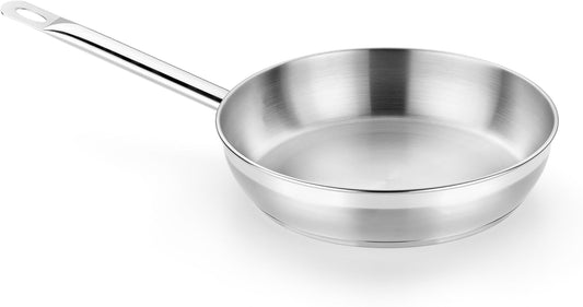 BRA COOKWARE Profesional Frying Pan | 9.5 inches Professional Skillet | Stainless Steel Pan w/o Non-Stick Coating | All Stovetop Compatible - Full Induction Skillet | 100% PFOA Free | Brushed Finish