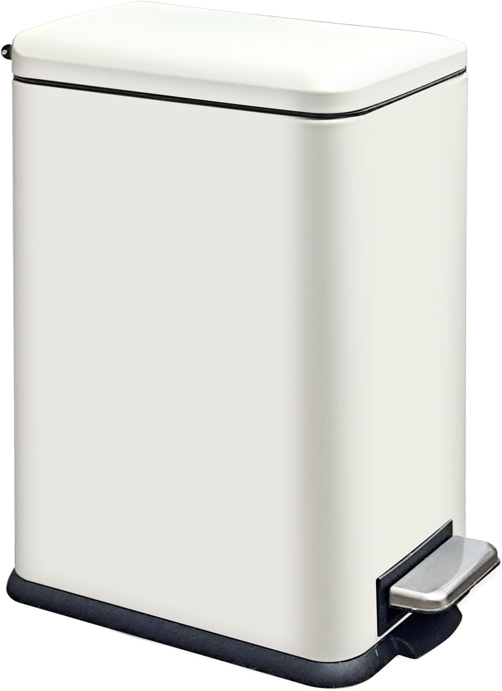 Large Bathroom Trash Can, 16.7L/ 4.4 Gallon Trash Can with Removable Wastebasket, Hand Free Garbage Can with Soft close Lid, Stainless Steel Skinny Trash Bin for Bedroom, Home Office, White