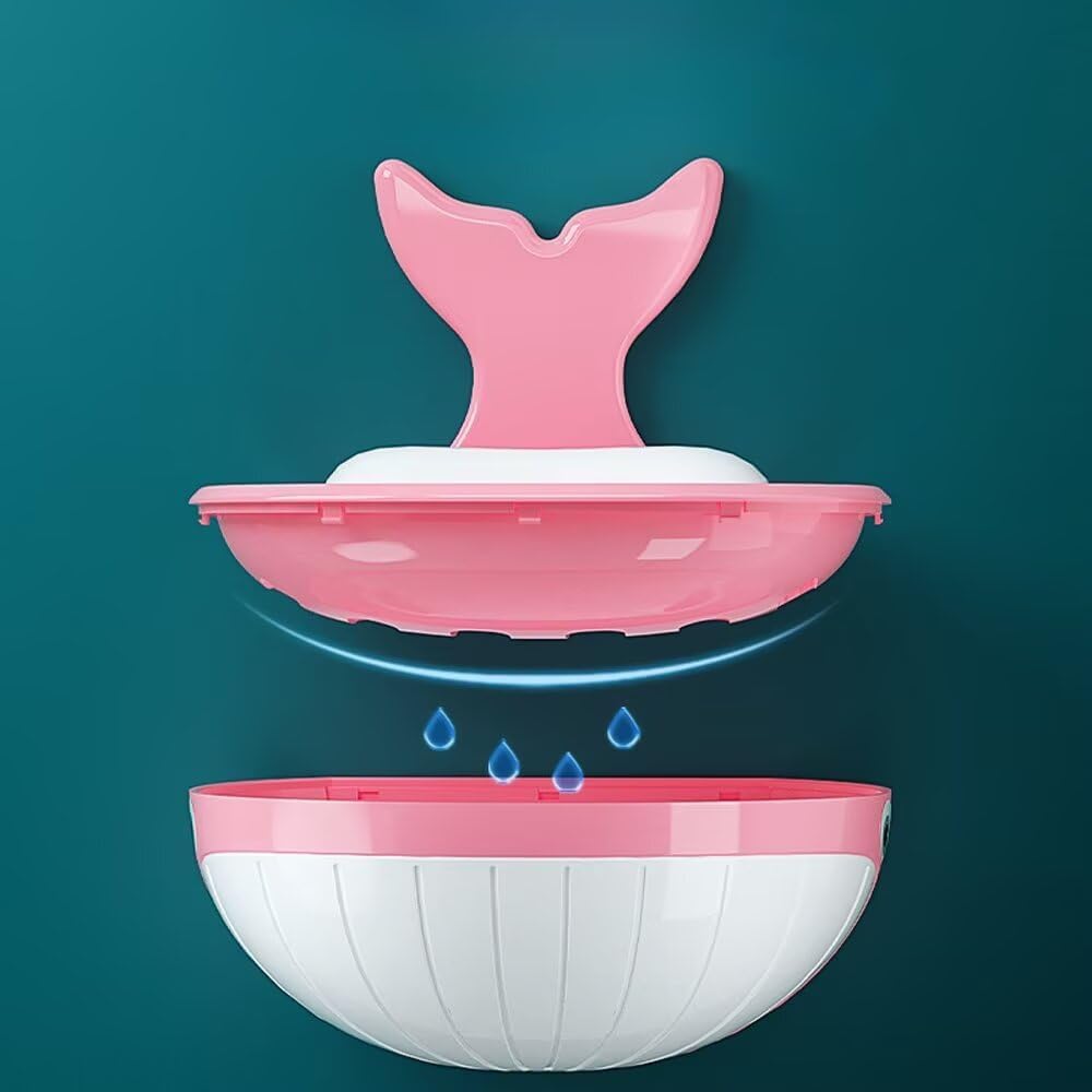 Soap Holder Shower Dish bar Wall Bathroom Shampoo Dishes Caddy Mounted Sponge Adhesive Tray Bath Shelf Draining Dishes Cute Whale Design Bathtub Kitchen Sink jabonera para baño，Yellow