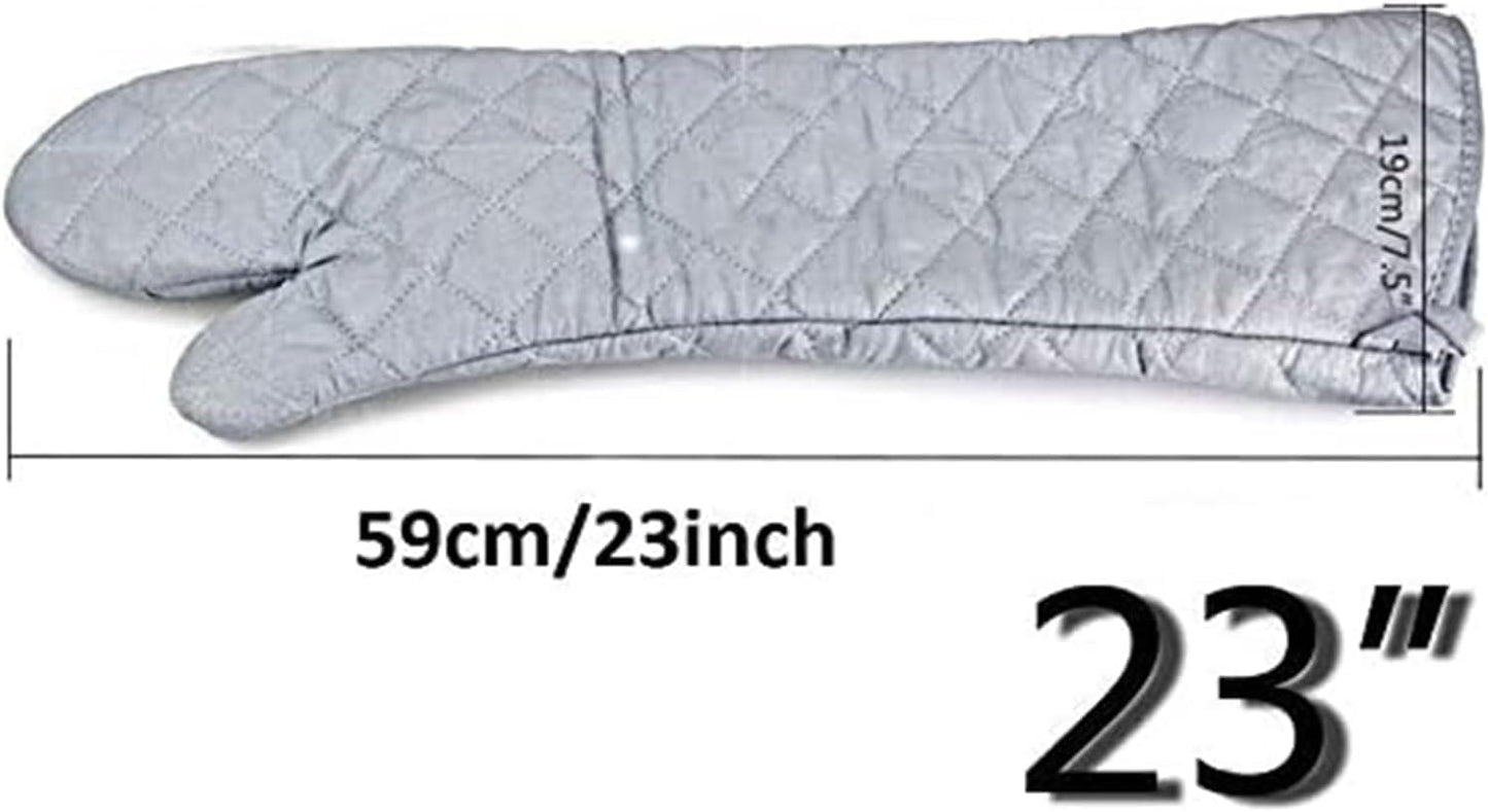 2 Pairs 24 Inch Extra Extra Long Oven Mitts Heat Resistant Cotton Lining Oven Thick Gloves Kitchen Food Service Mittens for Pot Holders Cooking Baking BBQ