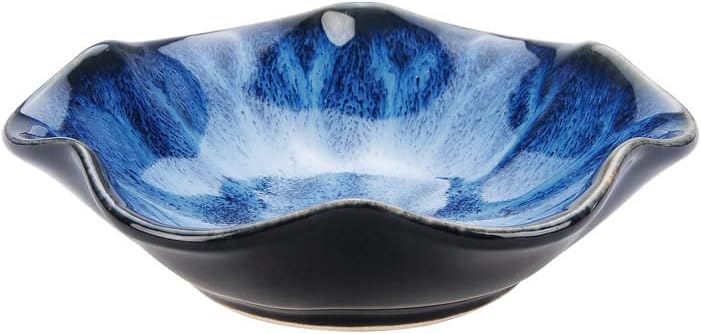 Lotus Leaf Shape Decorative Ring Tray, Small Key Bowl, Ceramic Trinket Tray Jewelry Dish Organizing Necklace Earrings, Home Decoration for Mom Best Friend Sister, Blue.