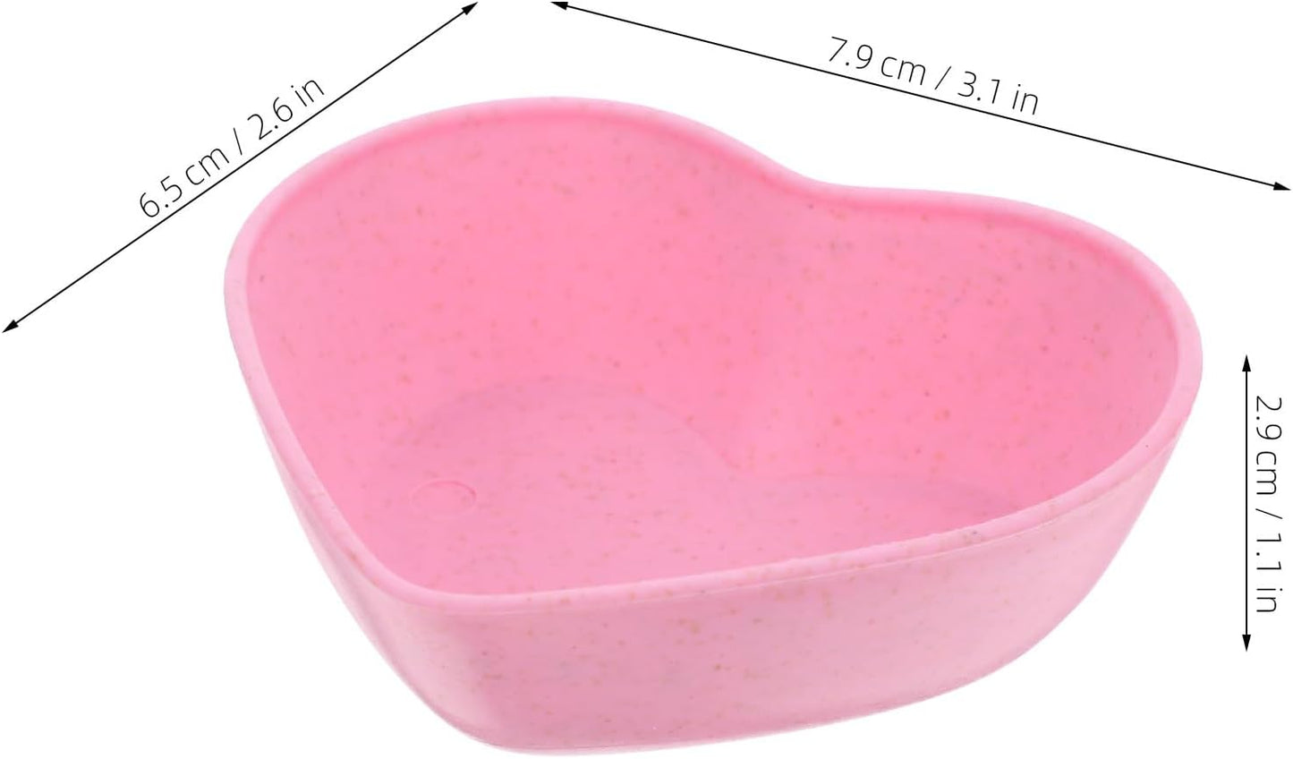 Wakauto 4Pcs Pink Heart Shape Small Sauce Dishes Wheat Straw Side Dish Bowls for Condiments Mini Seasoning Dishes Soy Dipping Sauce Appetizer Plates for Sushi Jam 3.11X2.55 Inch