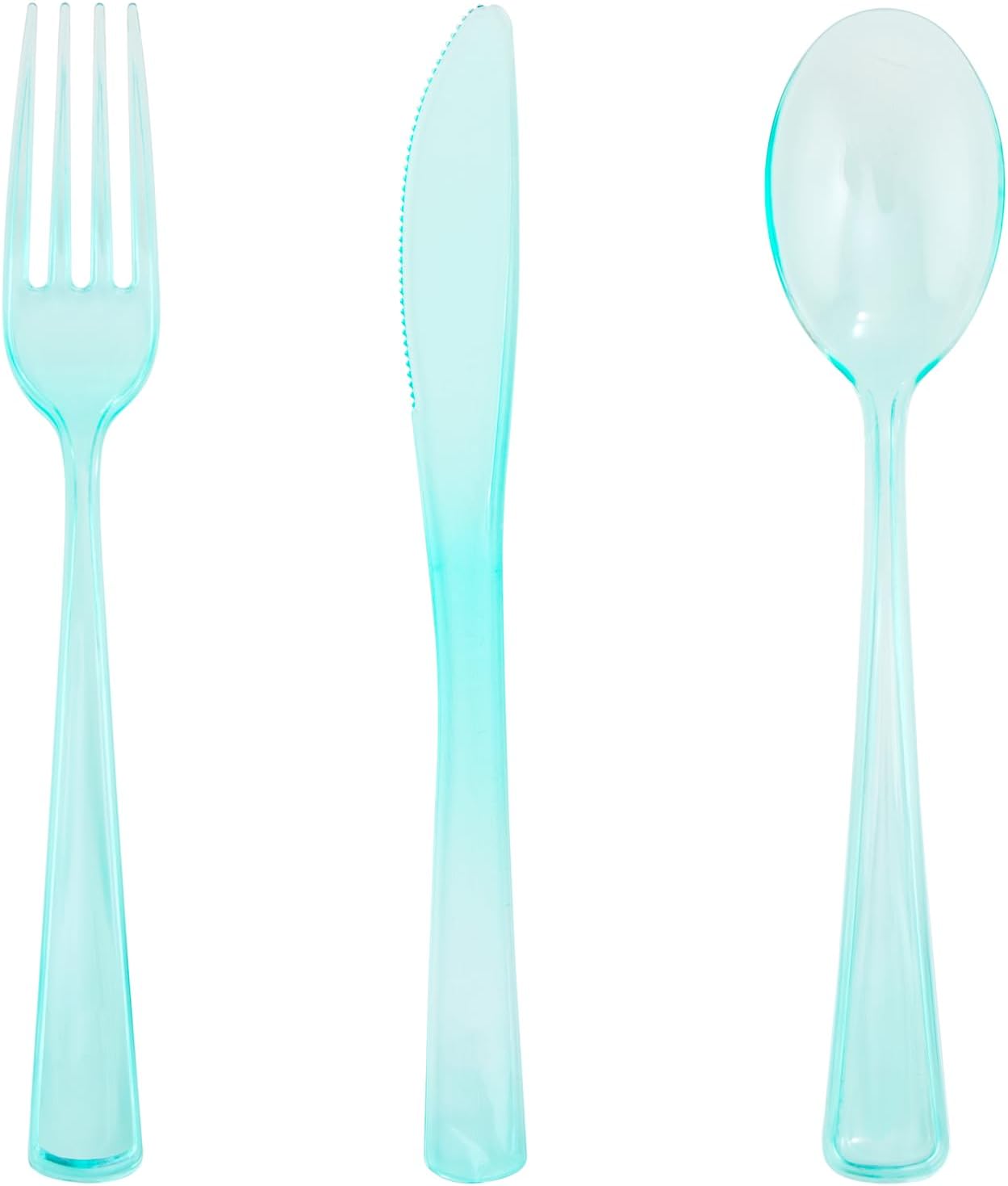 WDF 180 Pieces Green Plastic Silverware Disposable - Clear Green Cutlery Sets 60 Forks, 60 Knives and 60 Spoons - Heavy Duty Plastic Utensils for Party, Summner