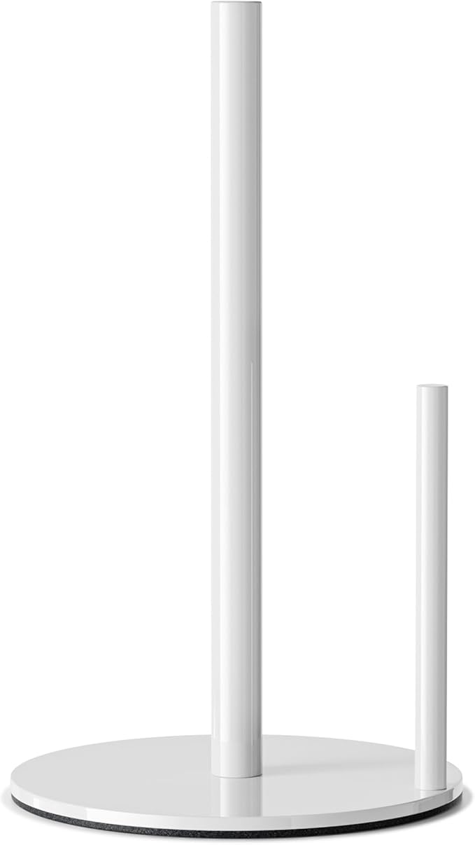 Paper Towel Holder Countertop, Stainless Steel, White, for Kitchen, Pantry, RV