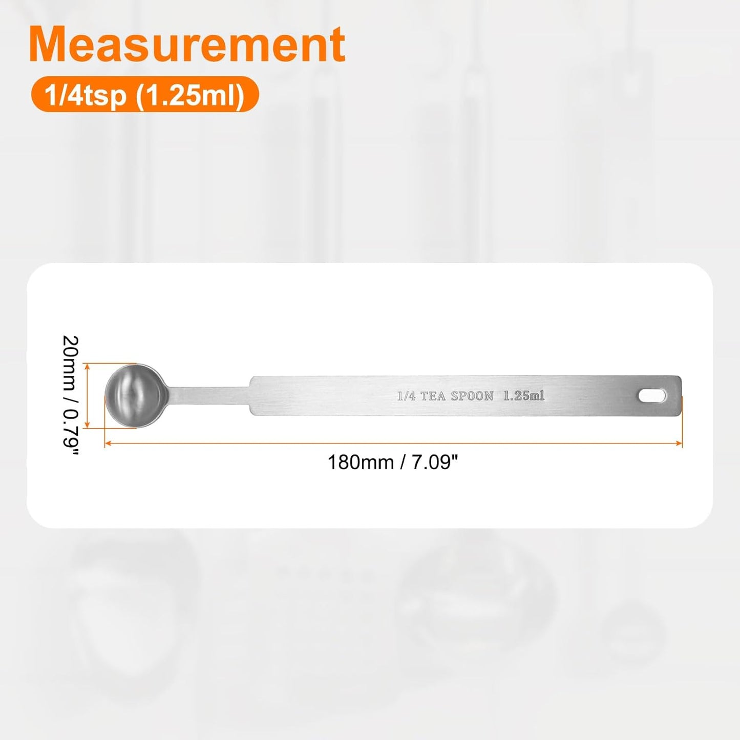 HARFINGTON 3pcs Single Measuring Spoon 1/4tsp (1.25ml) Teaspoon/Tablespoon 430 Stainless Steel Single Tiny Square Bowl Measuring Spoon Long Handle Measure Scoop