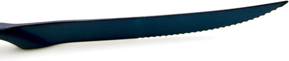 JASHII Luxury 18/10 Stainless Steel 8 Piece Matte Jubilee Blue Serrated Steak Knife Colorful Serving Black Utensil Set Replace Black