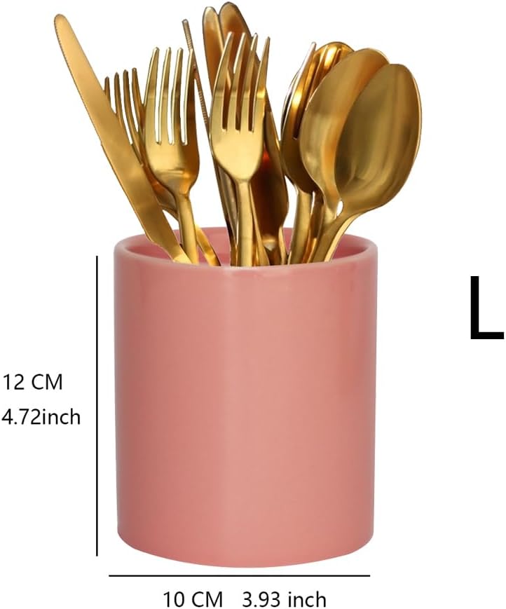 Utensils Holder,Caddy Cutlery Holder Silverware, Utensils Organizer Elegant Pink Porcelain, Spoon Holder for Party Tableware Holder for Kitchen Table, Cabinet