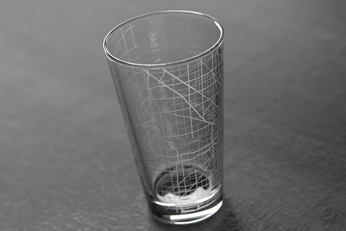 Well Told Engraved Milwaukee Wisconsin Map Pint Glass, Etched Beer Gift (16 oz, Clear) City Map Pint, Custom City Glassware, Gifts For Beer Lovers