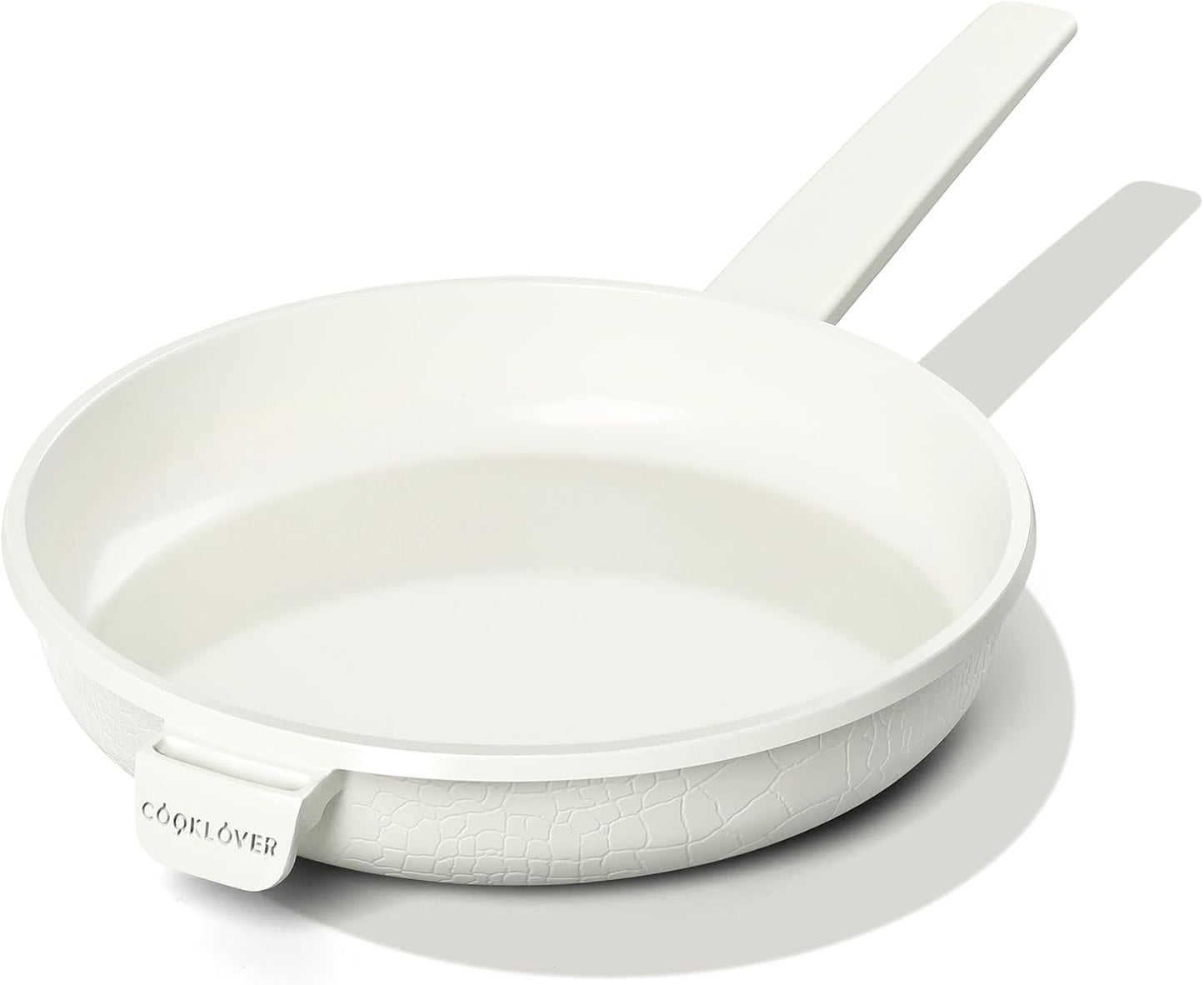 COOKLOVER Nonstick Ceramic Fry Pan, Non-Toxic, PTFE&PFOA Free, Induction Compatible Egg Skillet Frying Pan with Heat Resistant Handle, 9.5 Inch – Cream White