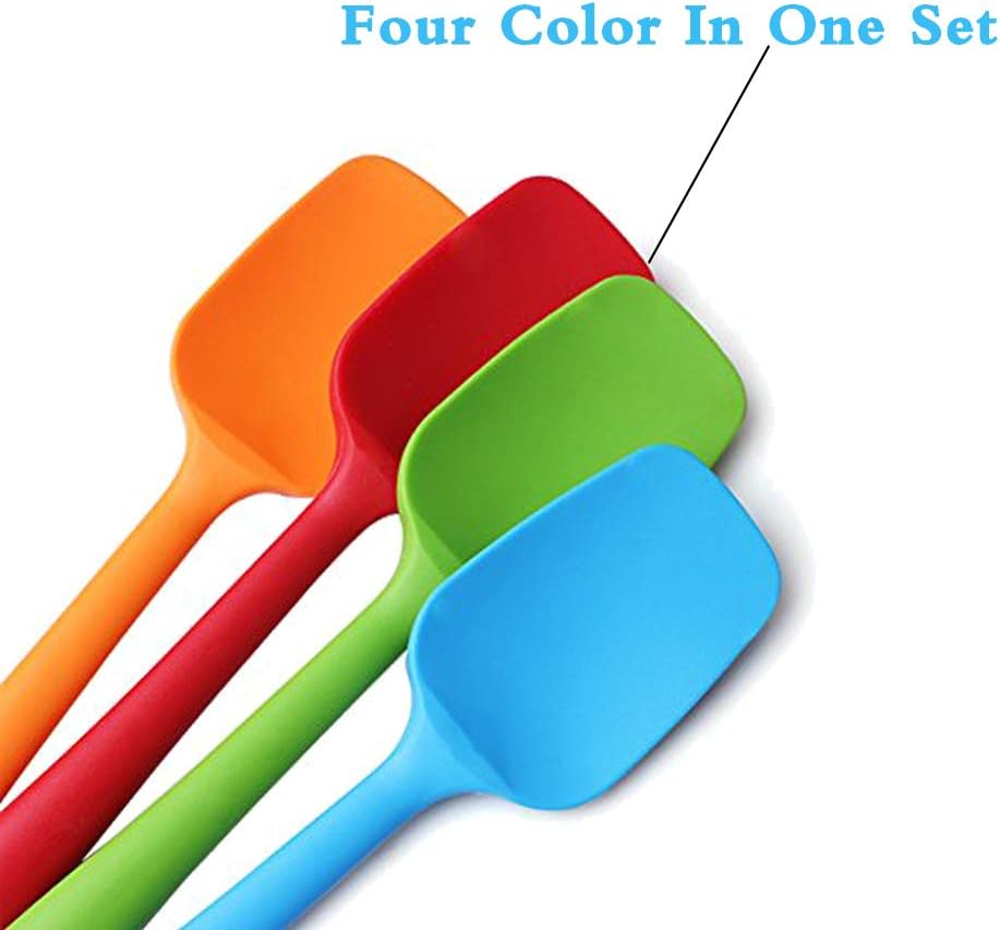 4 Piece Silicone Spatulas Heat Resistant 11inch Large Rubber Spatulas for Baking, Cooking, and Mixing Non-Stick Flexible Seamless Spatula with Stainless Steel Core