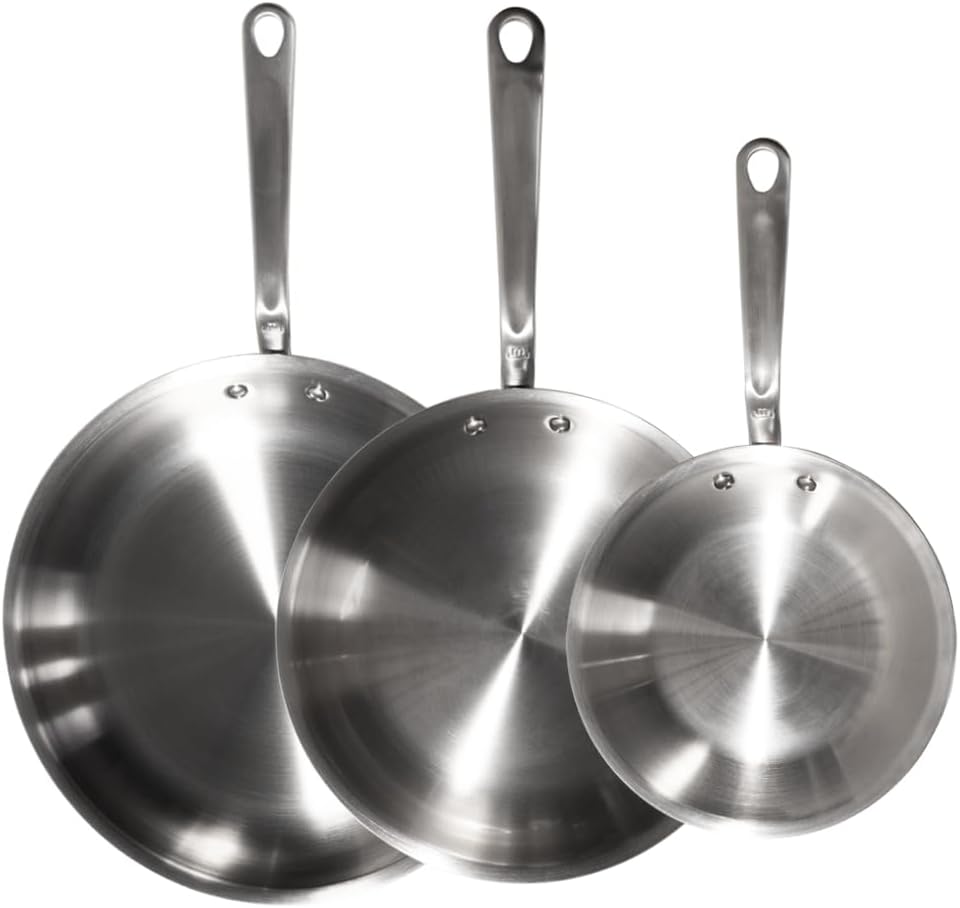 Made In Cookware - 3-Piece (Includes 8",10",12") Stainless Frying Pan Set - 5 Ply Stainless Clad - Professional Cookware - Crafted in USA - Induction Compatible