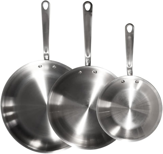 Made In Cookware - 3-Piece (Includes 8",10",12") Stainless Frying Pan Set - 5 Ply Stainless Clad - Professional Cookware - Crafted in USA - Induction Compatible