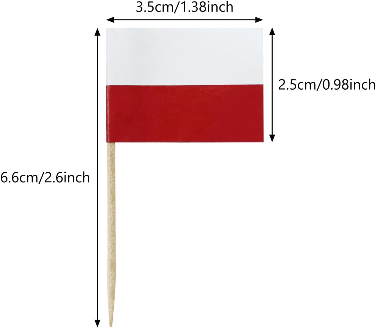 100 pcs Poland Flag Polish Small Toothpick Mini Cupcake Flags Cocktail Picks