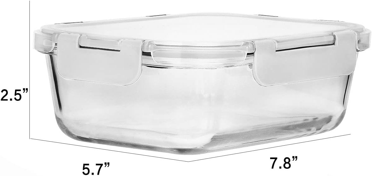 [8-Pack,30 oz]Glass Meal Prep Containers,MCIRCO Glass Food Storage Containers,Airtight lunch Containers with Lids, Microwave, Oven, Freezer and Dishwasher, White