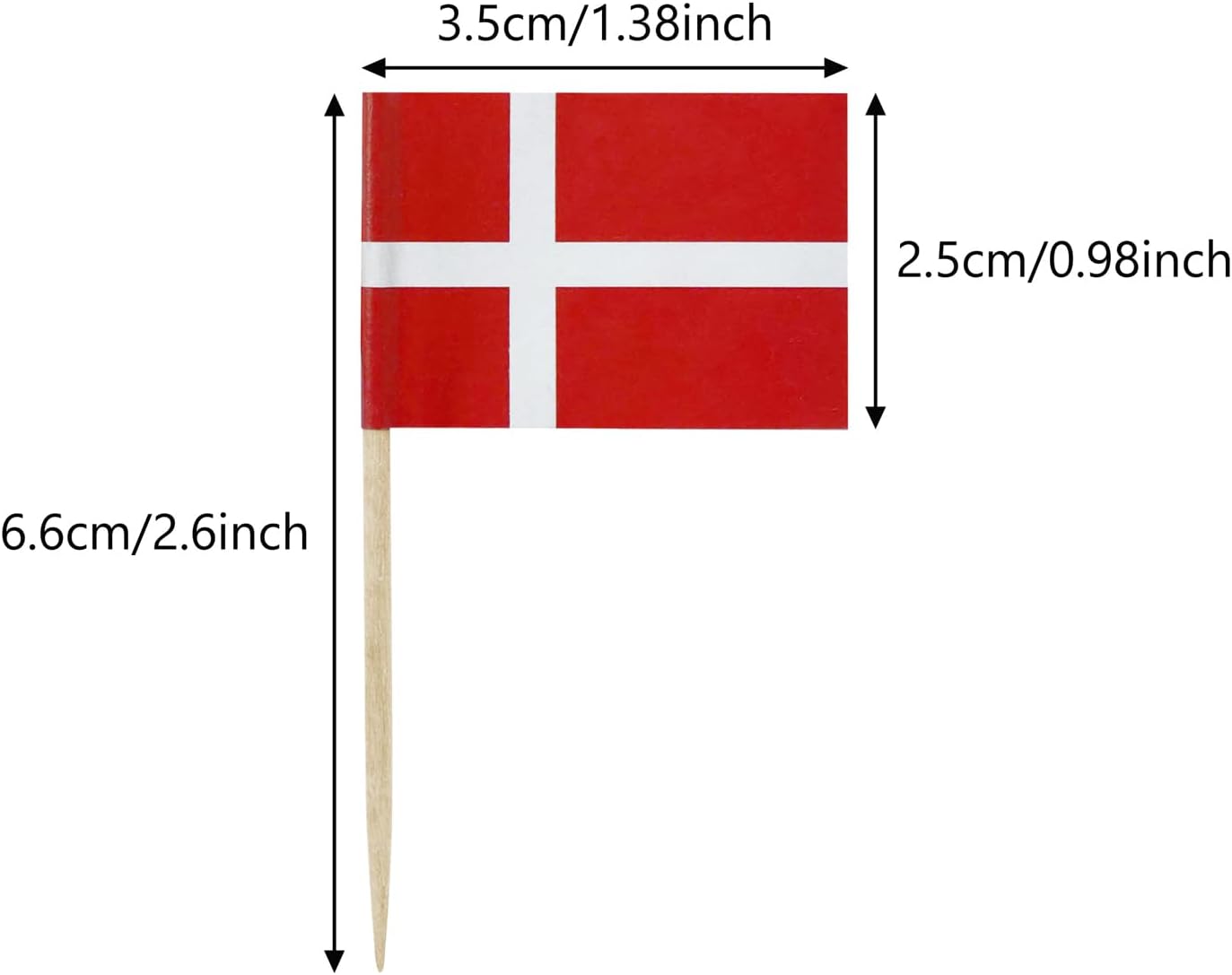 100 Pcs Denmark Flag Danish Toothpick Flags, Small Mini Stick Cupcake Toppers Danish Flags Cocktail Picks