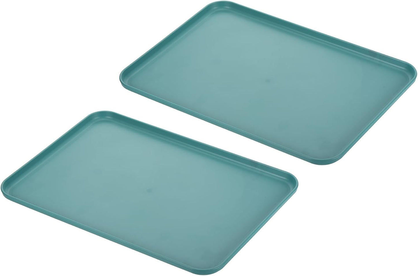 PATIKIL 15x11 Fast Food Tray, 2 Pack PP Plastic Reusable Multi-Purpose Non-Slip Rectangle Serving Tray for Cafeteria Restaurant Home Kitchen, Dark Green
