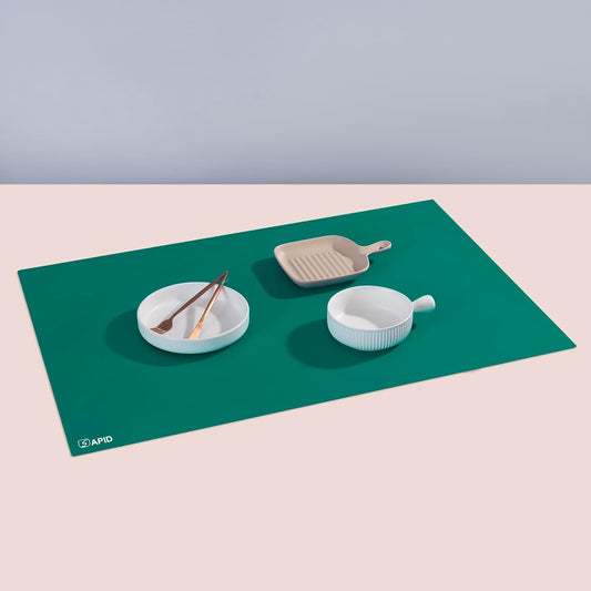 Extra Large Silicone Mat 36" x 24" Place Mats, Heat Resistant Mat for Kitchen Countertop Protector, Thick Placemats Washable Silicone Mats for Kitchen Counter Mat Dining Table Mat, Dark Green, SAPID