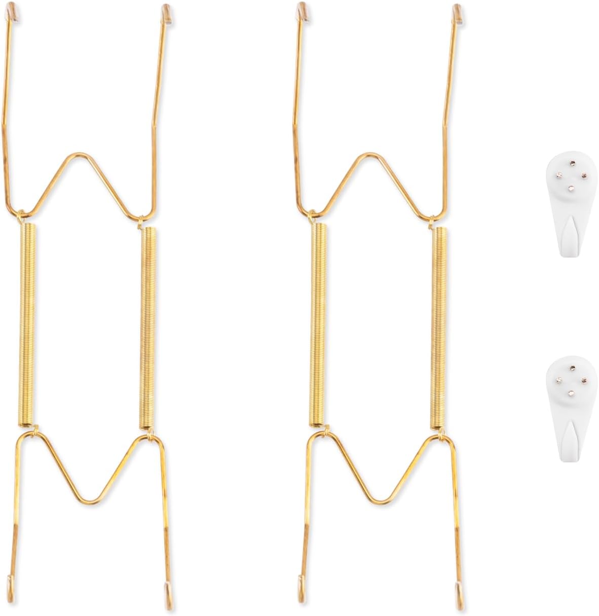 2 Pack Plate Hangers for The Wall, Suitable for 9-11 inch Art Plate, Stainless Steel Invisible Heavy Duty Wire Plate Holder with Wall Hooks, Plate Hangers for Displaying Plates, Platter, Dish, Gold