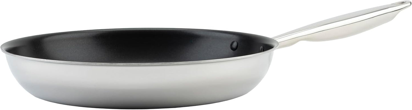 WINCO Tri-Ply Frying Pan, 12-dia, Silver