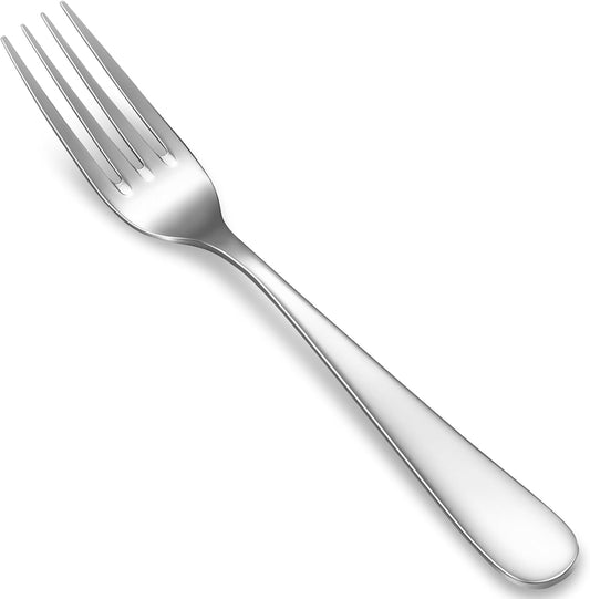 KEAWELL Premium Louise Forks, Set of 4, 18/10 Stainless Steel, Forks Silverware with Round Edge, Exceptional Mirror Finish, Dishwasher Safe (8" Dinner Fork)