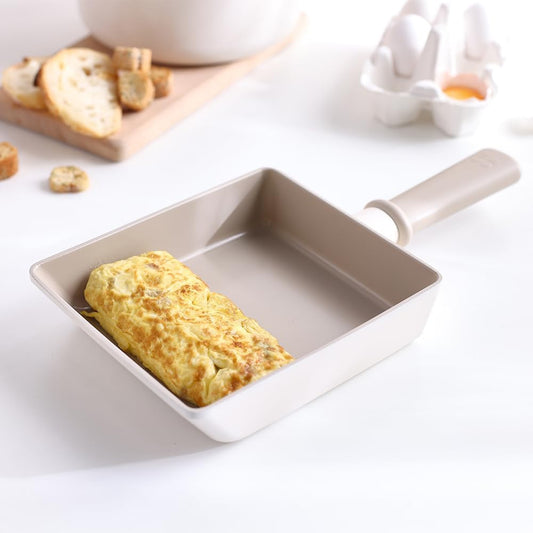 Chou Chou Kitchen Nonstick 6-Inch Rectangle Tamagoyaki Egg Roll Pan with Handle, Japanese Omelette Frying Skillet, Induction Compatible Cookware, Cooking Tamago Pan, Made in Korea (15cm)