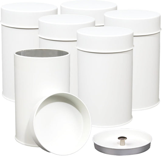 Tea Canister, 6 Pack Tea Tin Loose Leaf Tea Storage Tea Tins For Loose Tea, Tea Storage Loose Leaf Metal Tea Tin Canister For Loose Tea Storage Coffee Sugar Candy Herbs And Spices (White)