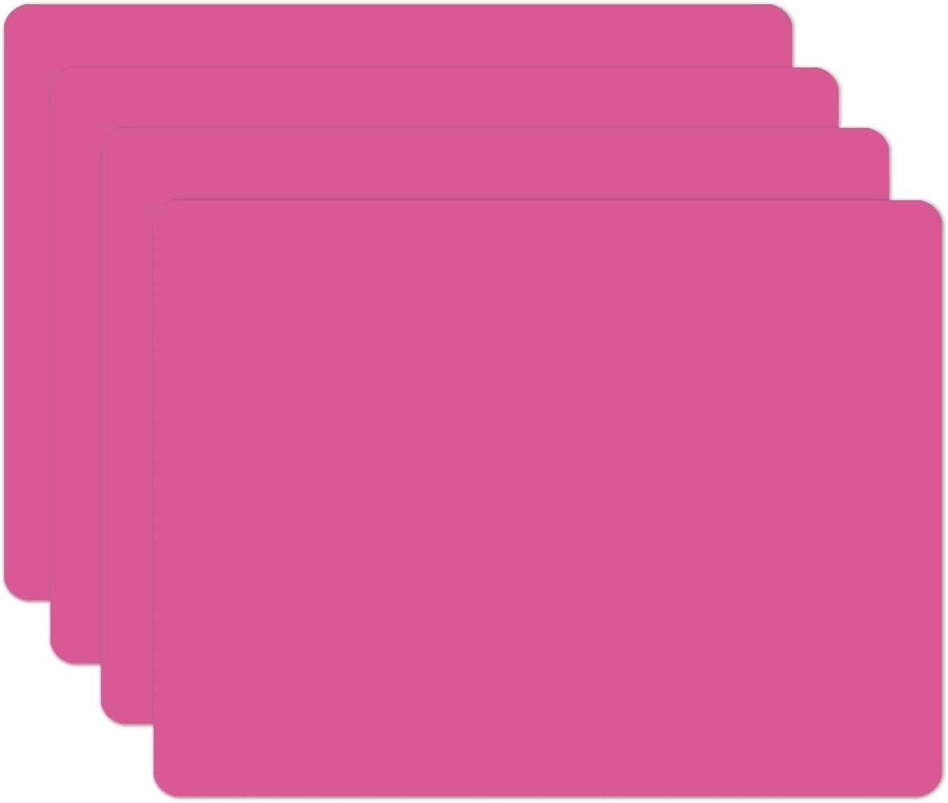 Silicone Placemats, Food-Grade Non-Slip Waterproof, Dining, Stain Resistant, Countertop Protector, Kitchen Counter Mat, Heat Resistant, Baking mat Dishwasher Safe (15.7x11.8Inch-4pack, Rose)