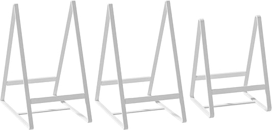2 Large 1 Small Triangle Plate Holders Organizers Upright Cabinet Dish Drying Racks Metal Plate Dish Organizers Racks Stands for Countertop and Cupboard White