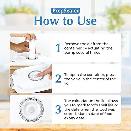 PrepSealer Marinating Vacuum System Container-Makes Food Tastier, Juicier, Healthier and More Tender (2 Liter, Square Shape, Tritan Material, Red Color, Manual Hand Pump Included)