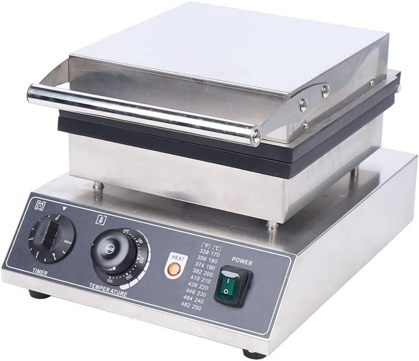 110V Pancake Making Machine 25PCS 1750W Commercial Electric Nonstick Stainless Steel Waffle Maker, with Thermostats & Timers Separate Control, for Home Kitchen Restaurant Bakery Leisure Snack Bar