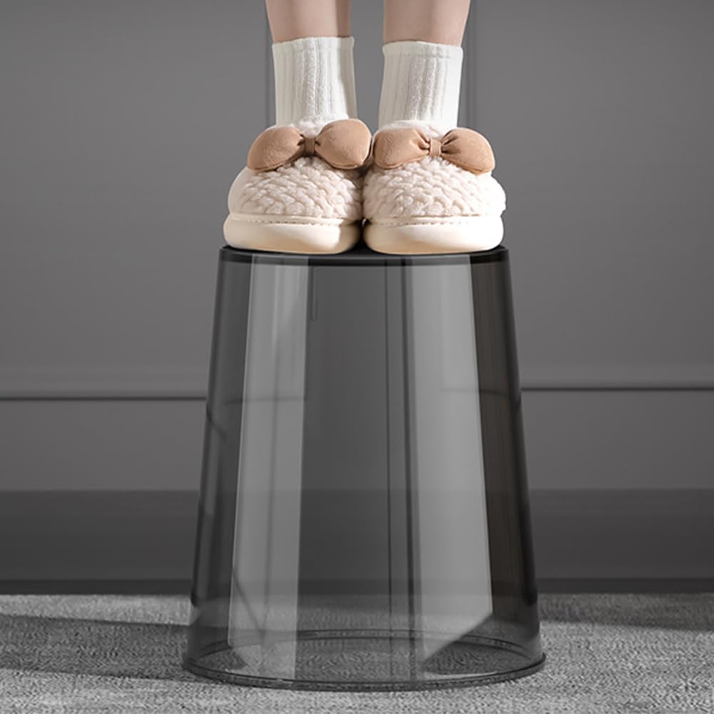 Bathroom Trash Can 7.5 x 6.3 x 8.1 Inch Small Trash Can Plastic Wastebasket Large Capacity Grey Round Garbage Can for Bathroom Bedroom Office Kitchen Dorm Room (M)