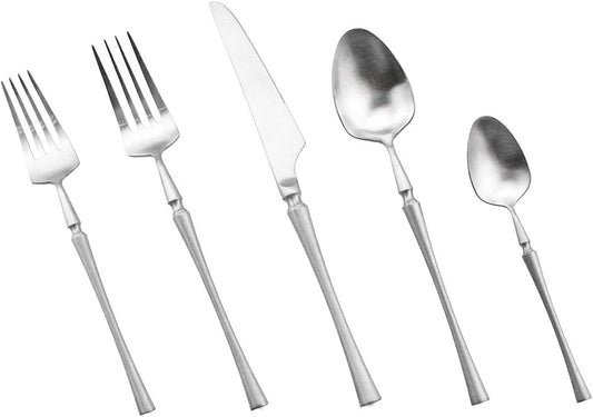 Gugrida Unique & Beautiful Flatware Set - 5 Piece Iridescent Silverware Sets | 18/10 Stainless Steel Reusable Cutlery Set | Utensils Service For 1 with Dessert Fork, Knife, Spoon, Dinner Fork