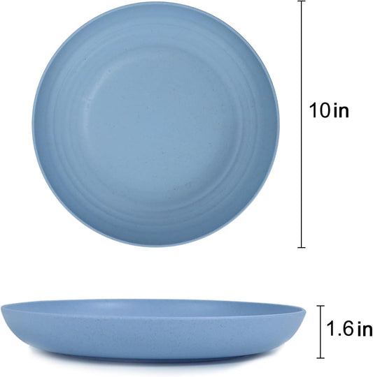 Homienly Deep Wheat Straw Dinner Plates Set of 8, Alternative to Plastic - Microwave & Dishwasher Safe, Unbreakable Kids Plates with 4 Colors (Fresh Light, 10 inch)