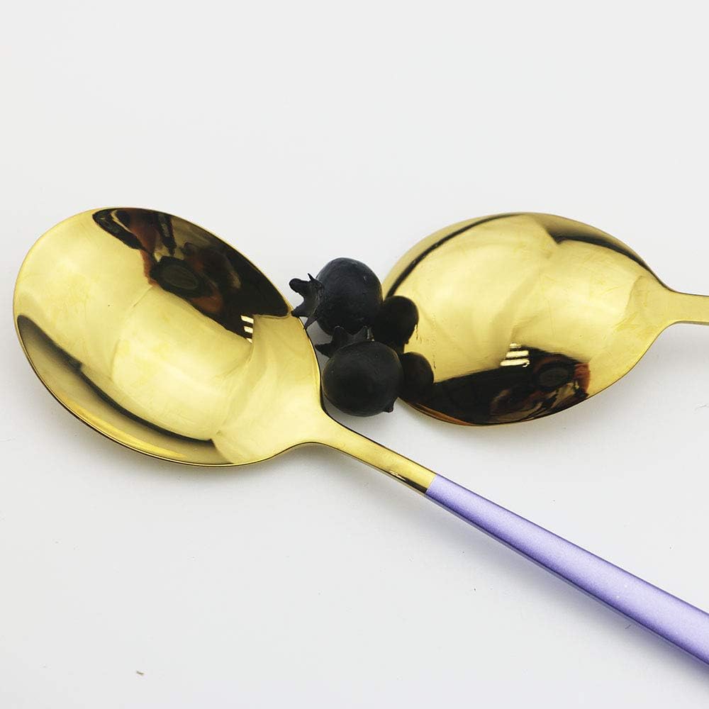 JASHII SUS304 Stainless Steel Flatware Cutlery Set For Home Kitchen Restaurant Hotel, Mirror Polished, 20-Piece Silverware Set for 4, Dishwasher Safe(Purple gold)