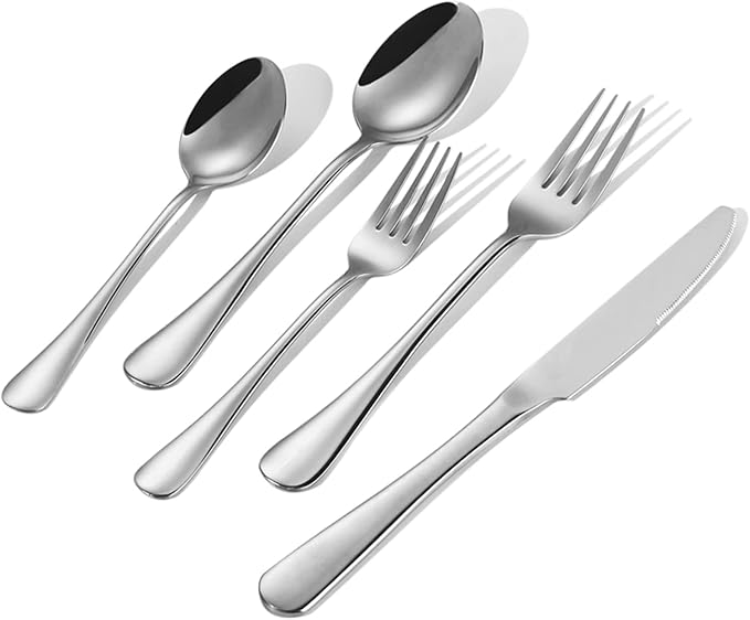 Aafeen 20 Piece Silverware Flatware Cutlery Set | 18/10 Stainless Steel Flatware Set For 4 | Heavy Duty, Durable, Rust Proof Mirror Polished, Elegant Tableware (1.16)
