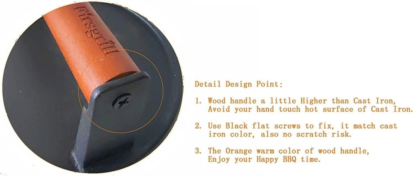 Firsgrill Burger Press 7.08" Round & 8.3”X4.3”Rectangle Heavy-Duty Cast Iron Smash Meat Steak With Wood Handle for Blackstone Camp chef Pitboss Weber Treager Griddle Grills (Round & Rectangle)