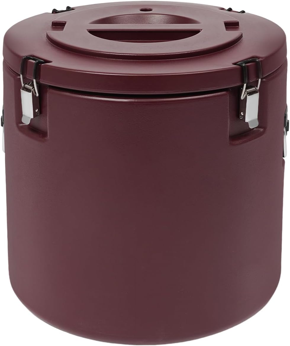 DYNAMI 13.2Gal Insulated Food Container with Handles&Buckles,304 Stainless Steel Portable Commercial Food Warmer Insulated Soup Container Cold Hot Box Insulated Food Carrier for Catering (Brown)