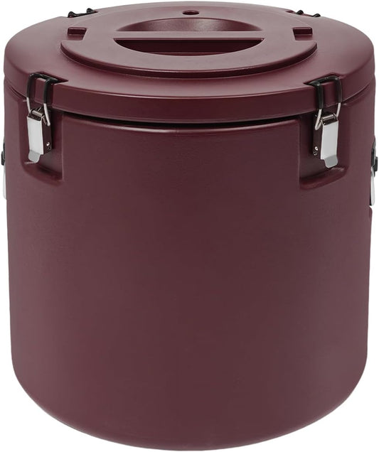 DYNAMI 13.2Gal Insulated Food Container with Handles&Buckles,304 Stainless Steel Portable Commercial Food Warmer Insulated Soup Container Cold Hot Box Insulated Food Carrier for Catering (Brown)