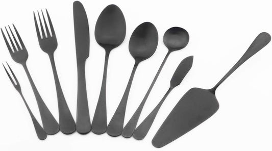 Gugrida Luxury 18/10 Stainless Steel Flatware Set Matte Black Silverware Set